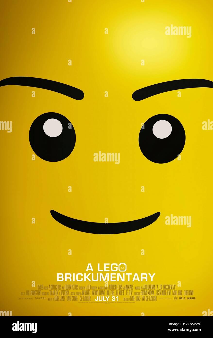 A Lego Brickumentary (2014) directed by Kief Davidson and Daniel Junge and starring Jason Bateman, Jamie Berard, Bryan Bonahoom and Bret Harris. Documentary about the history of Danish family toy company Lego and those who love their Lego bricks.. Stock Photo
