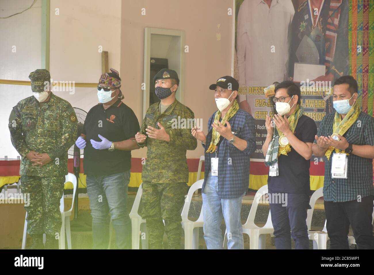 Bongao, Tawi-Tawi, Philippines. 21st July 2020. Ground breaking ceremony of the Bangsamoro governments.The 100 bed capacity Covid-19 isolation Center. Bangsamoro Inter Agency Task Force (BIATF) on Covid 19. Datu Halun Sakilan Memorial Hospital, Bongao, Tawi-Tawi, Philippines. Joining the Minister in a short program held at Datu Halun Sakilan Memorial Hospital were 2nd Marine Brigade Commander Col Chito G Rojas PN (M)(GSC) and 2MBDE DBC Col Nestor E Narag PN (M)(GSC), Governor Yshamael I. Sali, Vice-Governor Michail K. Ahaja and Dr. Sangkula G. Laja. Credit: Pacific Press Agency/Alamy Live News Stock Photo