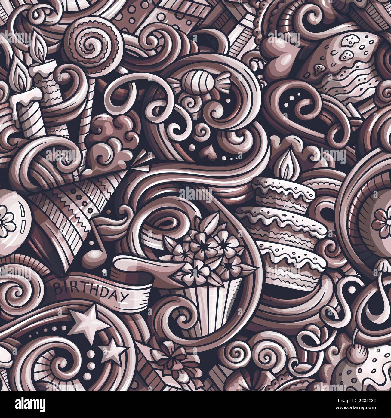 Cartoon cute doodles hand drawn Holidays seamless pattern Stock Vector ...