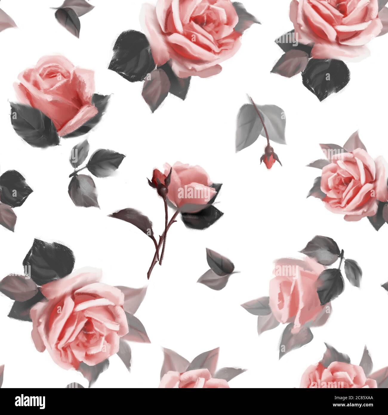 Vintage Floral Seamless Background with Pink Roses Stock Photo - Alamy