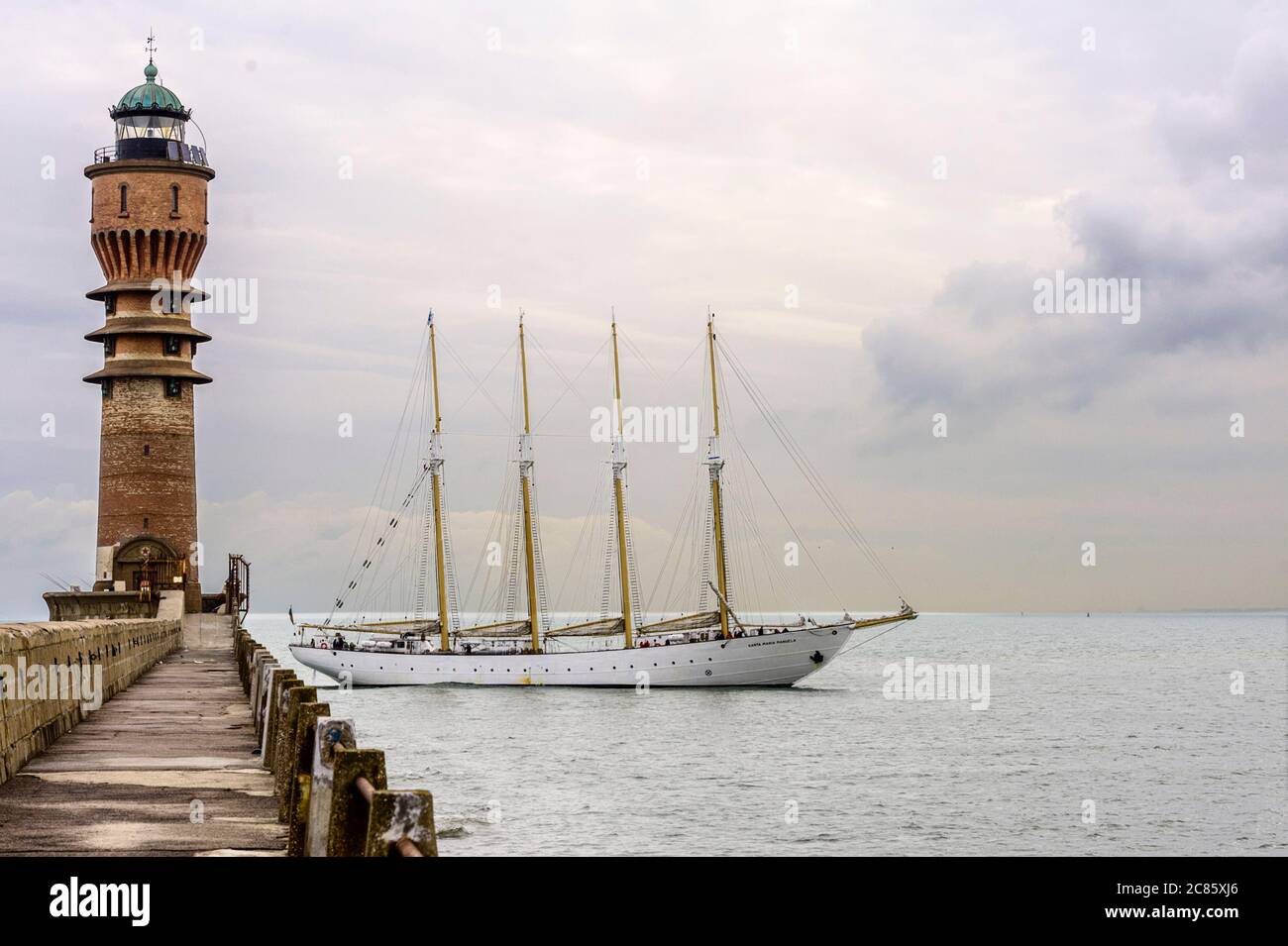 the four-masted schooner Santa Maria Manuela in Dunkirk Stock Photo