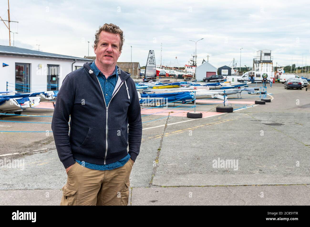 Baltimore, West Cork, Ireland. 21st July, 2020. Political Correspondent for RTE Television, Paul Cunnigham, was spotted in Baltimore today. Paul is on holiday with his wife and son in the popular West Cork holiday destination. Credit: AG News/Alamy Live News Stock Photo