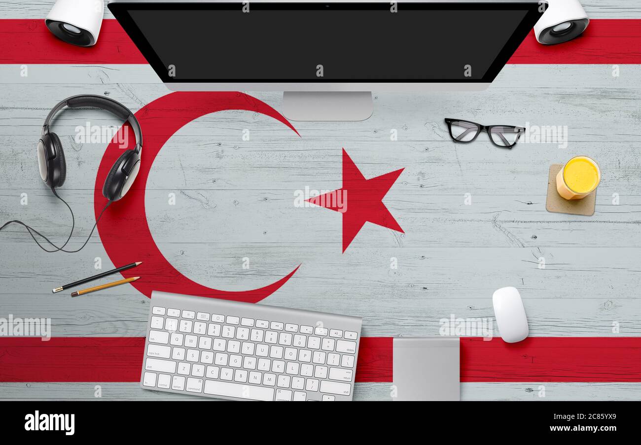 Northern Cyprus flag background with keyboard and