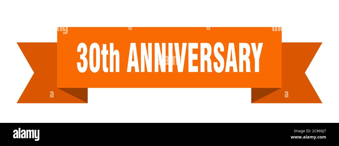 30th anniversary ribbon. 30th anniversary paper band banner sign Stock