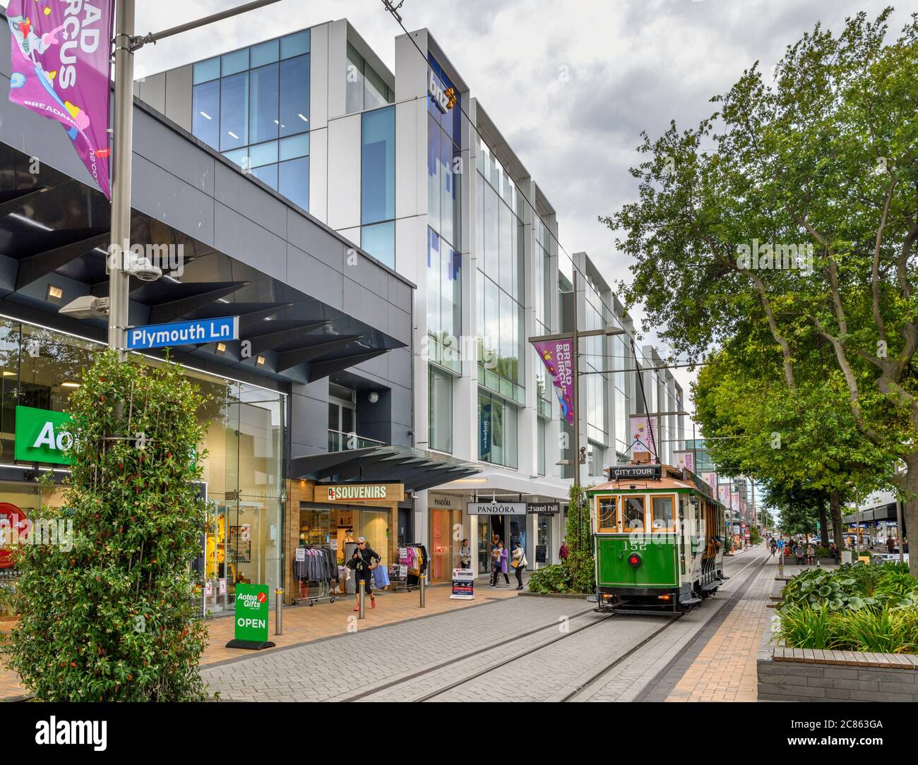 Shops and stores on Cashel Street in the main shopping district of