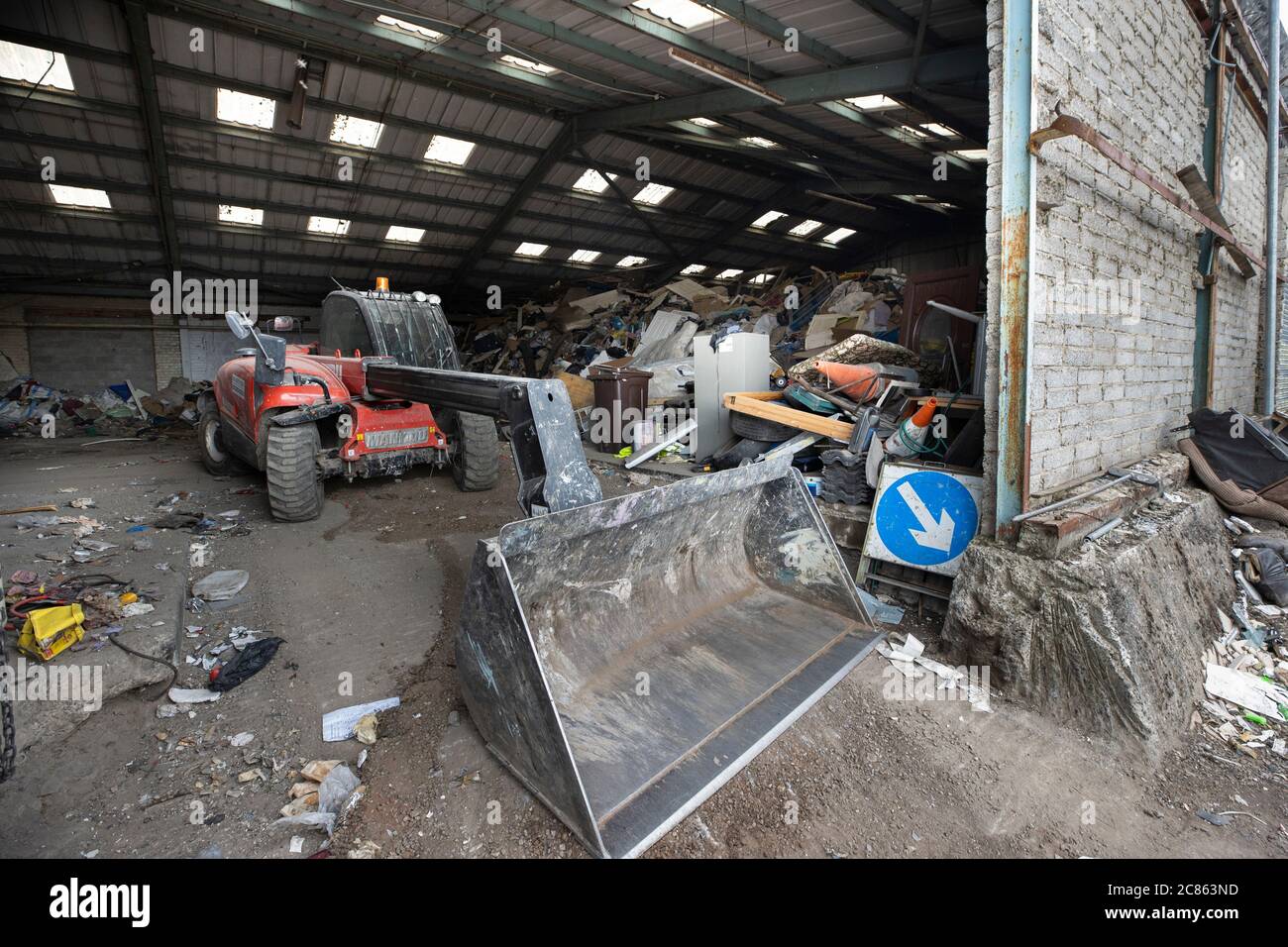 Domestic waste piled high at an illegal dump in a unit of Edenderry
