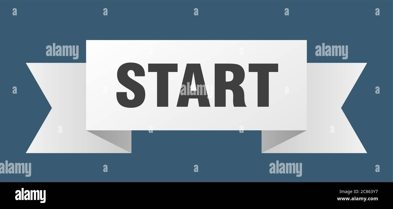 start ribbon. start paper band banner sign Stock Vector