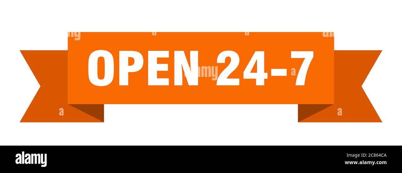 open 24 7 ribbon. open 24 7 paper band banner sign Stock Vector Image
