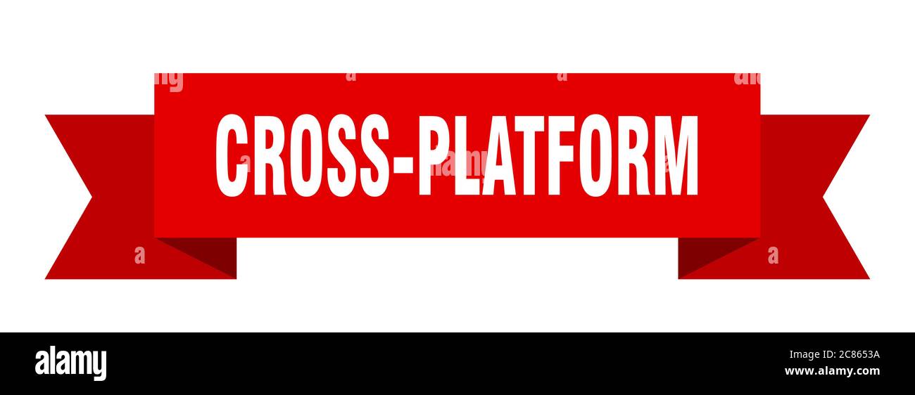 crossplatform ribbon. crossplatform paper band banner sign Stock