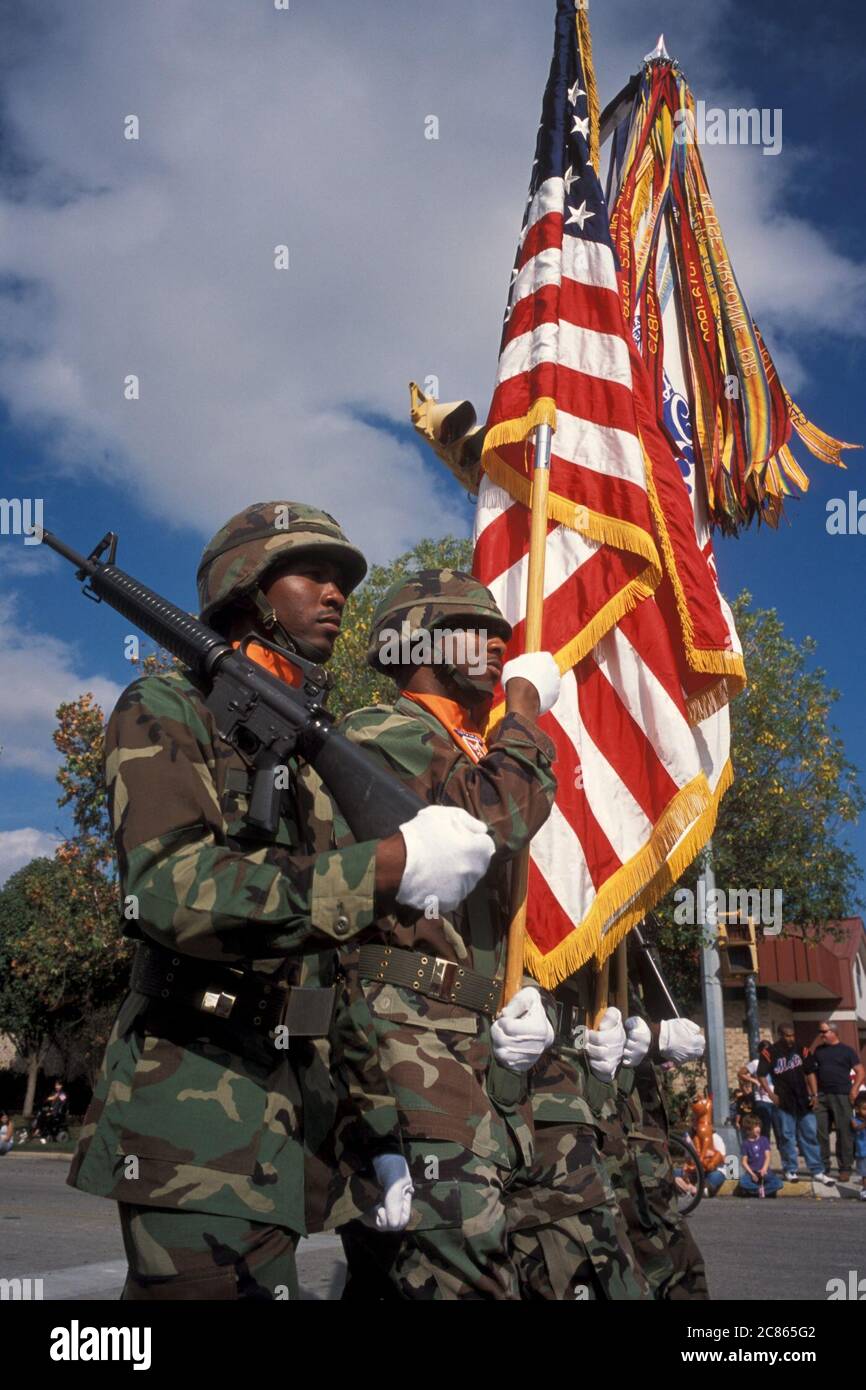 Killeen Texas USA, November 2003 Soldiers in uniform serve as color