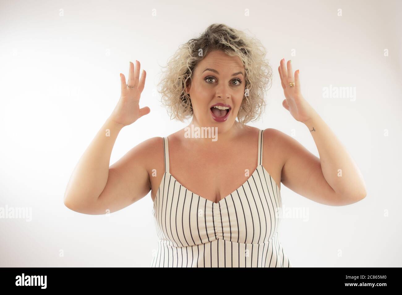 Surprised young blonde woman hi-res stock photography and images - Alamy