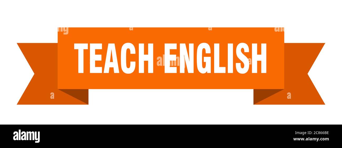teach english ribbon. teach english paper band banner sign Stock Vector ...