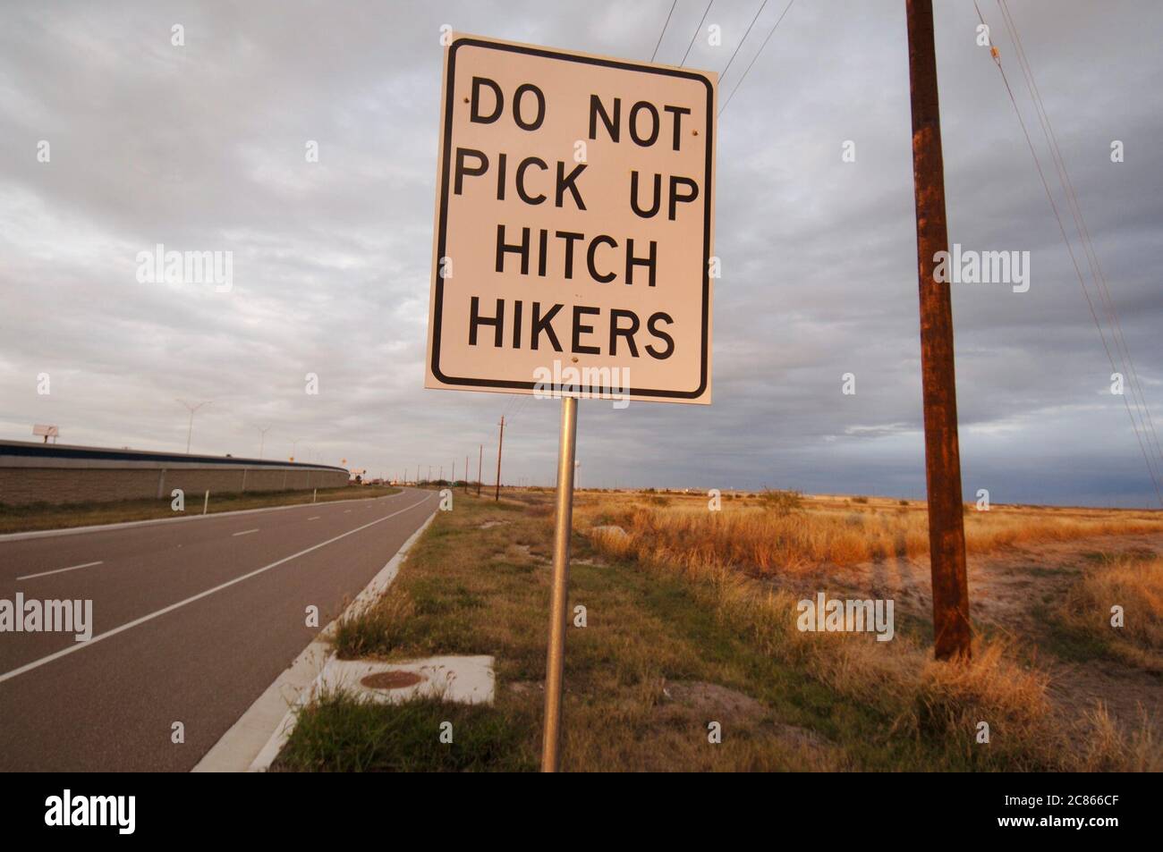 Raymondville, Texas USA, December, 2005 Sign warning motorist not to