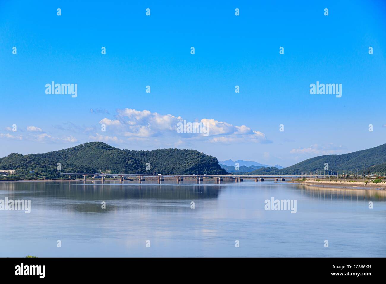 Incheon Ganghwa Bridge scenery. Ganghwado landscape and blue sky. Stock Photo