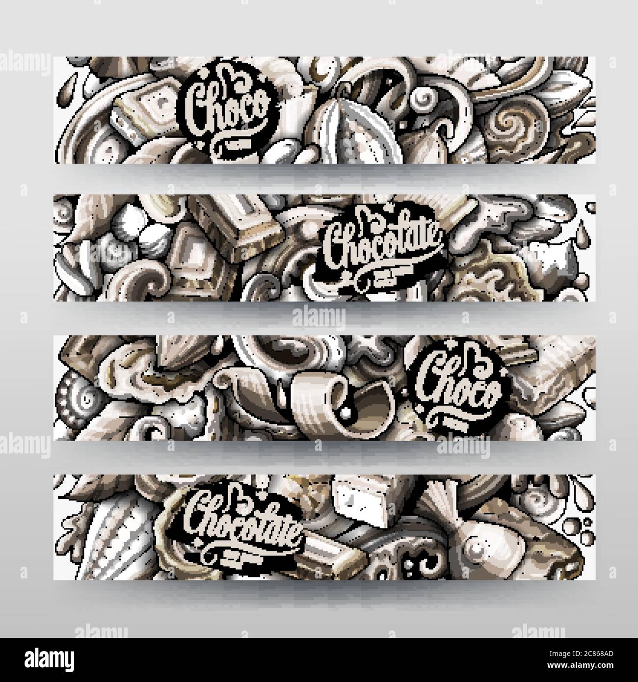 Chocolate vector hand drawn doodle banners design Stock Vector Image ...