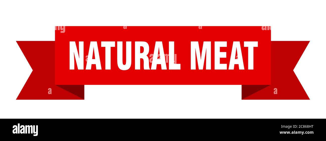 natural meat ribbon. natural meat paper band banner sign Stock Vector ...