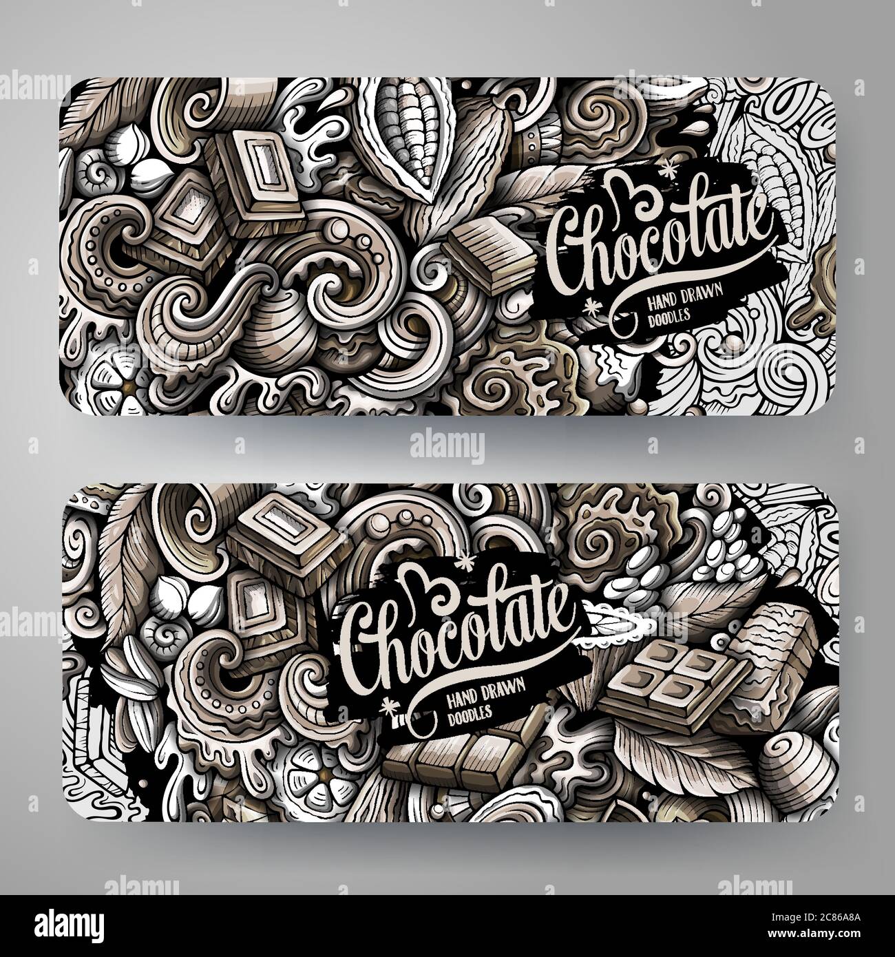Chocolate vector hand drawn doodle banners design Stock Vector Image ...