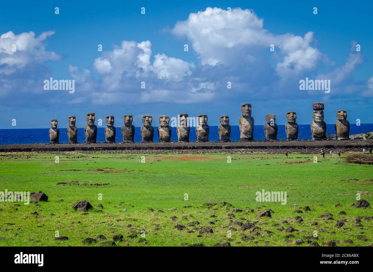 The Moai of Easter Island, Chile. All the moai here face sunset during