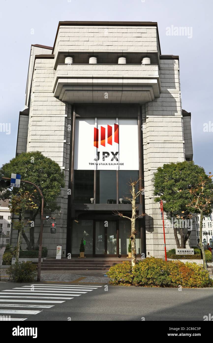 Main entrance of Tokyo Stock Exchange Stock Photo