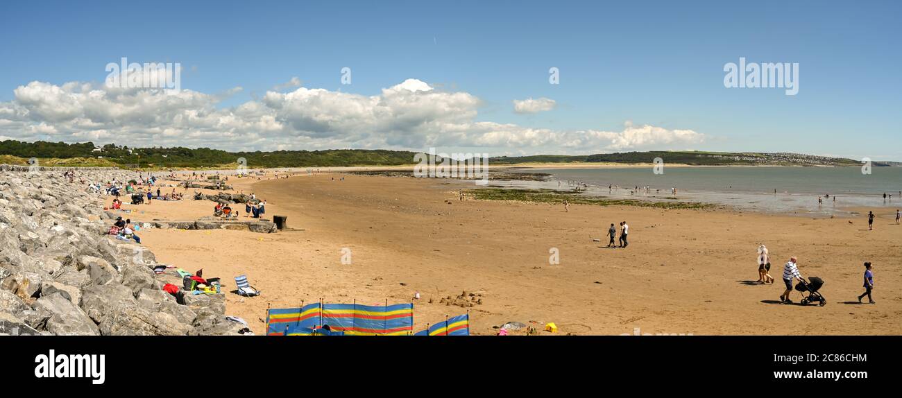 Porthcawl, Wales July 2020 Panoramic view of Newton Beach in