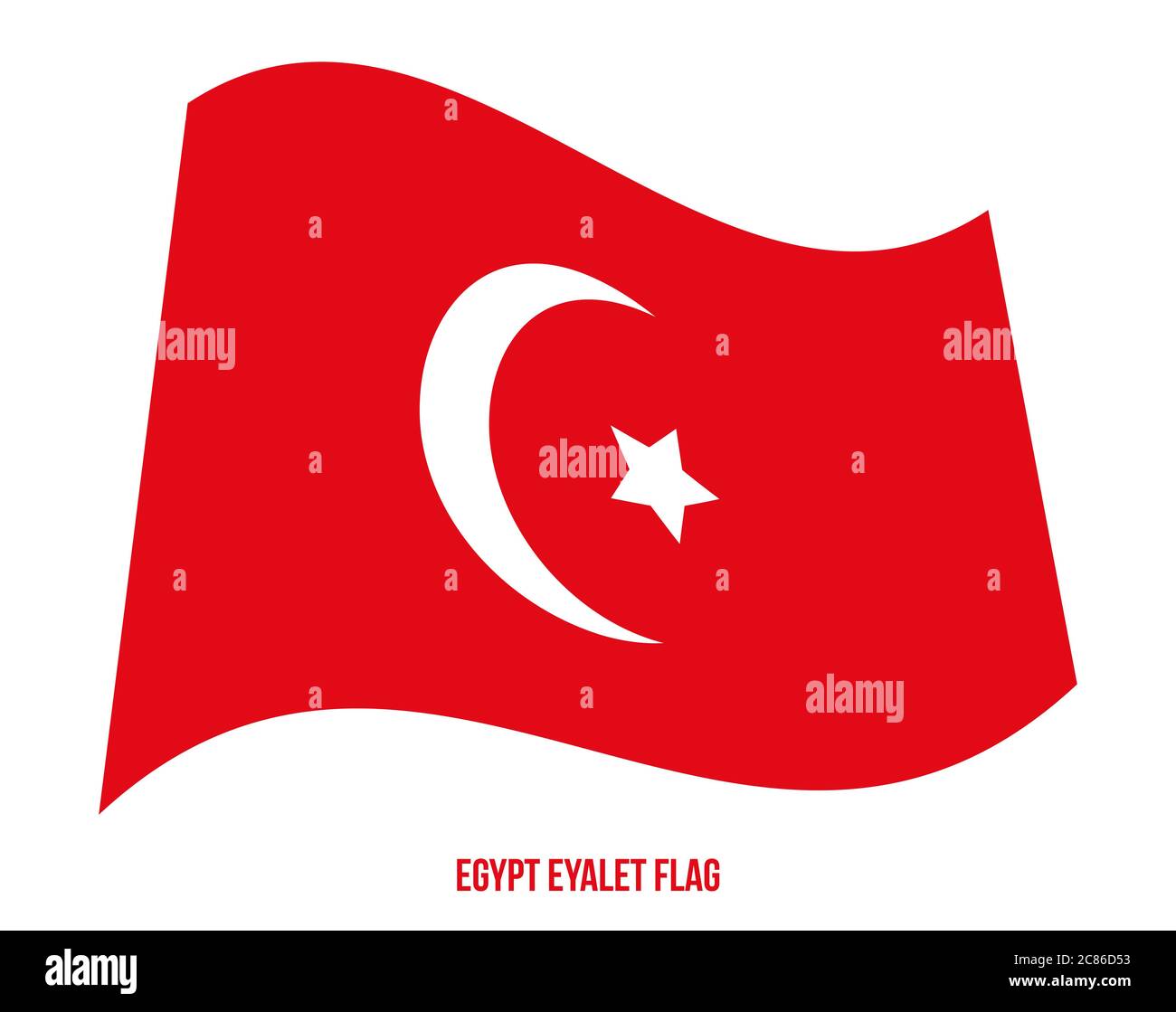 Egypt Eyalet (1517-1867) Flag Waving Vector Illustration on White Background. Egypt Flag Vector. The Eyalet of Egypt was the result of the conquest of Stock Vector