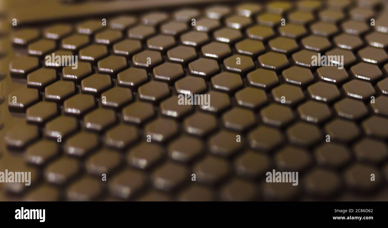 Abstract hexagon geometric surface defocused, brown minimal texture background Stock Photo