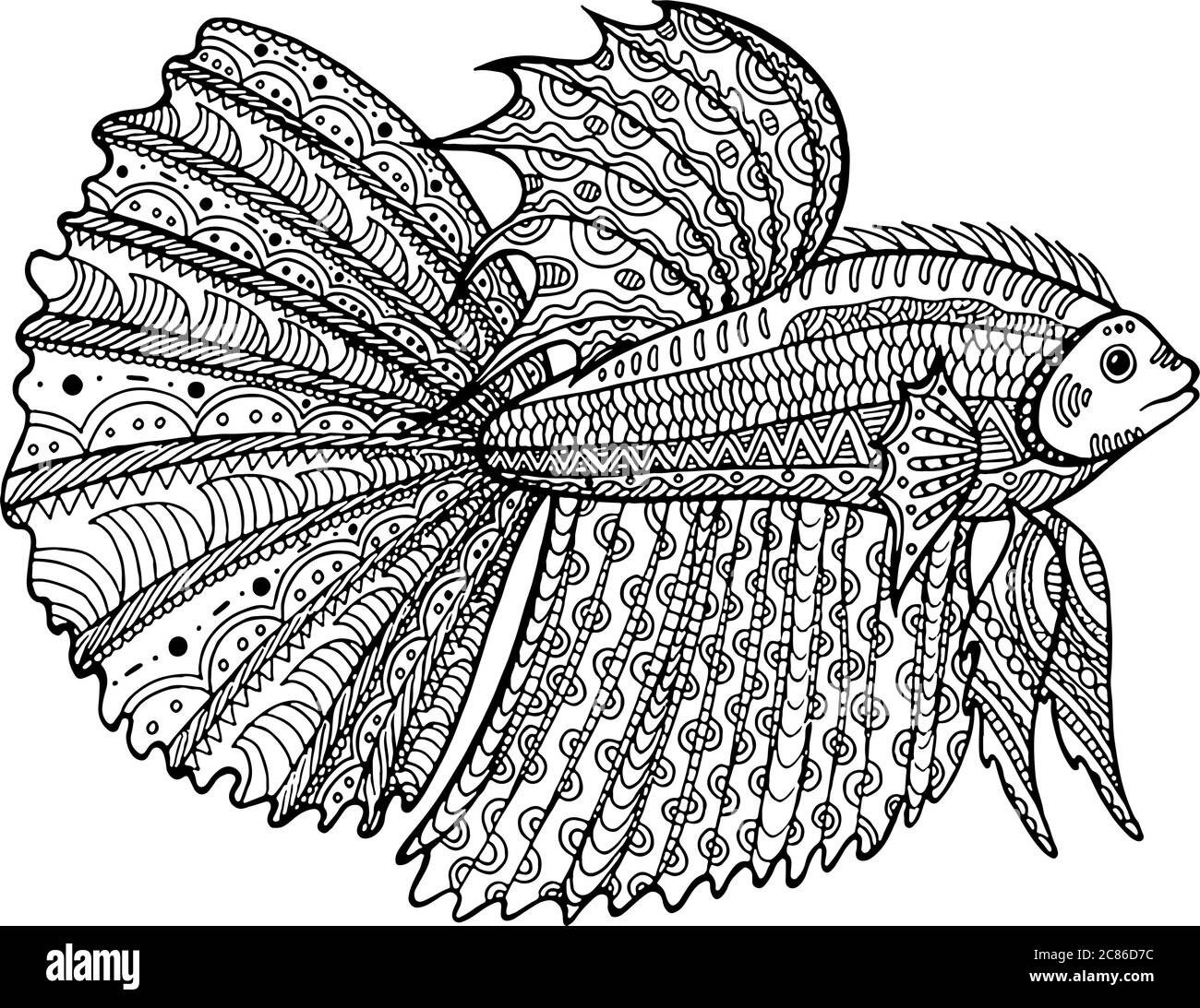 Download Fish Line Art Design For Coloring Book For Adult High Resolution Stock Photography And Images Alamy