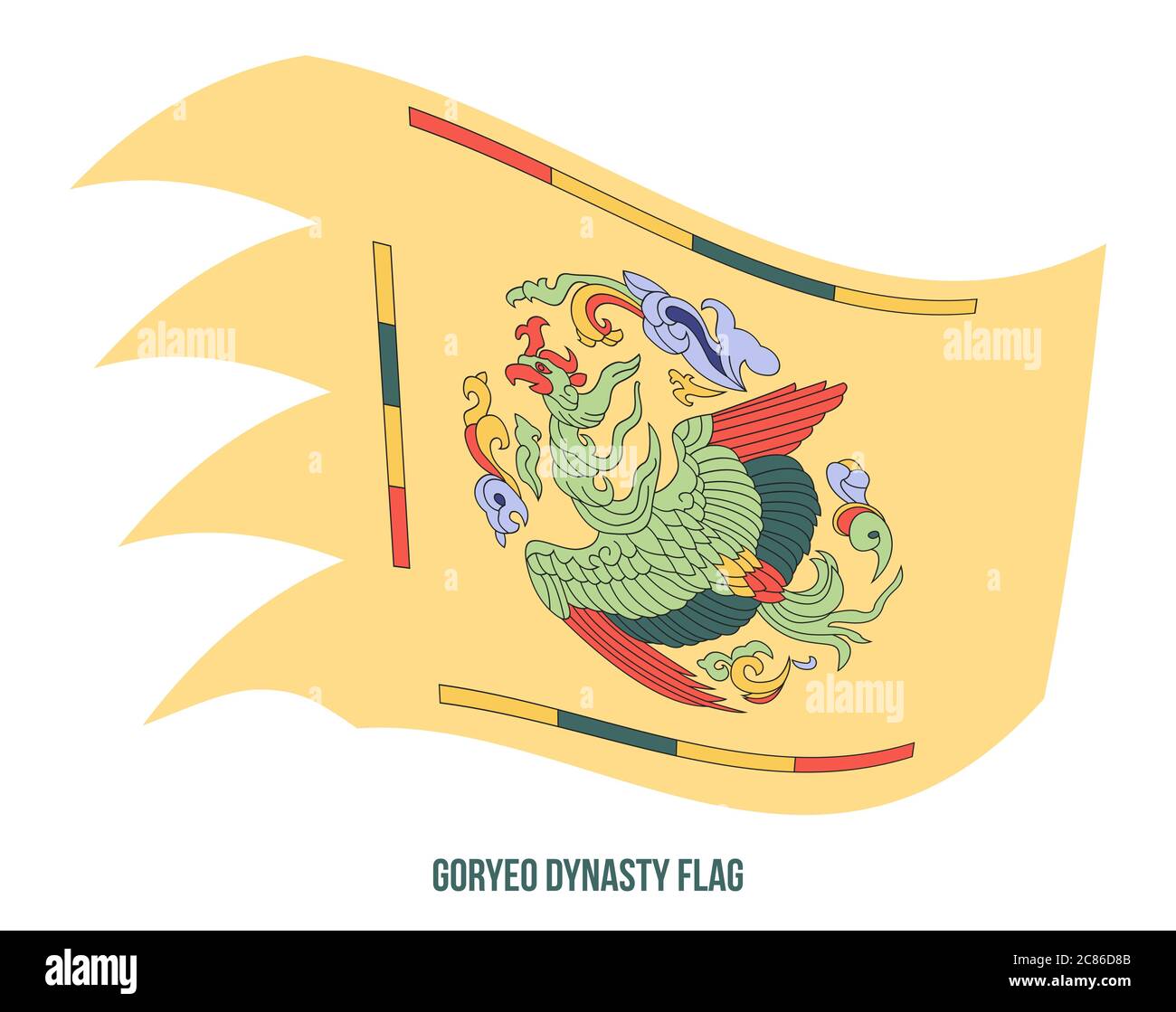 Goryeo Dynasty (9181392) Flag Waving Vector Illustration on White Background. Phoenix Flag
