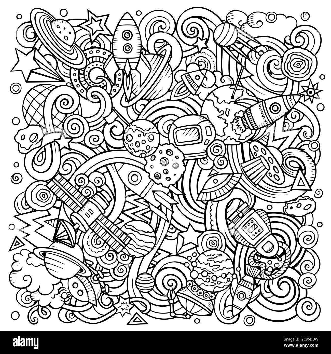 Cartoon Vector Doodles Space Illustration Stock Vector Image & Art - Alamy