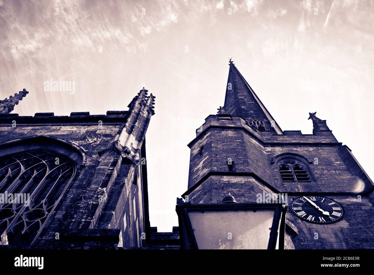 St Mary the Virgin Church and St Mary Magdalen, Tetbury, Gloucestershire. Cotsworlds, Church, Church Spire Stock Photo