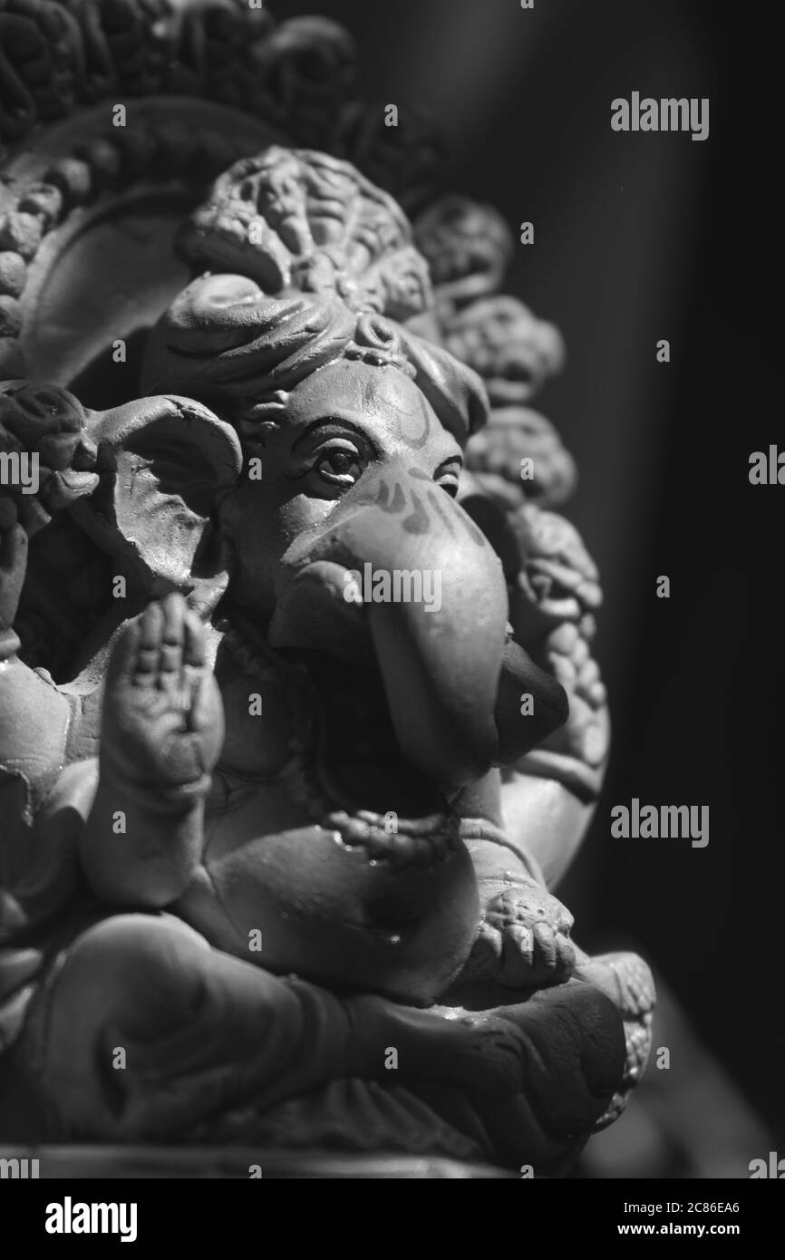 The Ganesha Statue In Black White Ganesha Also Known As Ganesa Or Ganapati Is One Of The Most Important Gods In Hindu Mythology And He Is Also Wo Stock Photo
