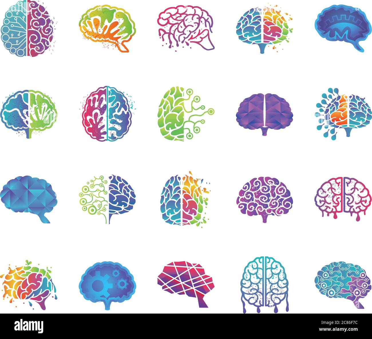 brain thinking and design set of icons vector illustration design Stock ...