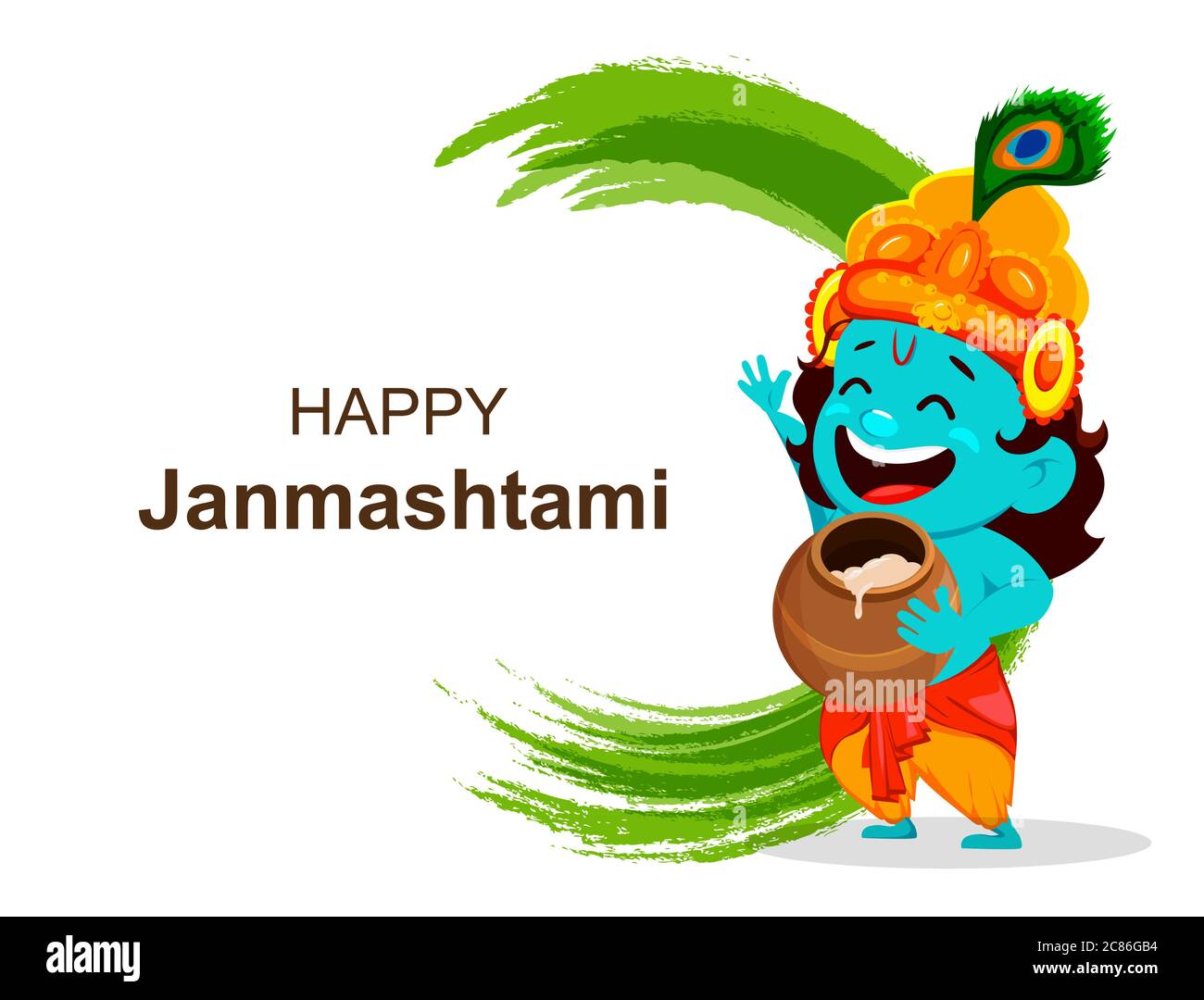 Happy Krishna Janmashtami sale. Cartoon character Lord Krishna ...