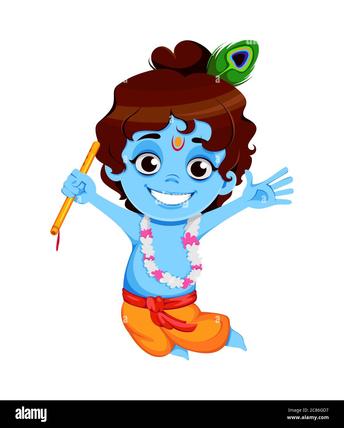 Happy Krishna Janmashtami sale. Little Lord Krishna jumping with flute.  Happy Janmashtami festival of India. Vector illustration on white background  Stock Vector Image & Art - Alamy