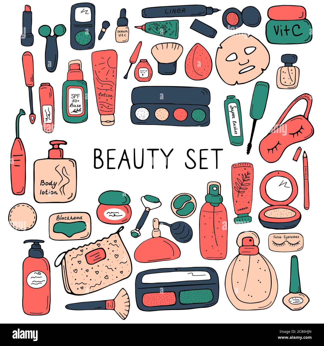 Beauty set for card, poster, banner, sticker, catalog, book. Make up and  skin care products for cosmetic store, online shop. Cute icons for print  and Stock Vector Image & Art - Alamy