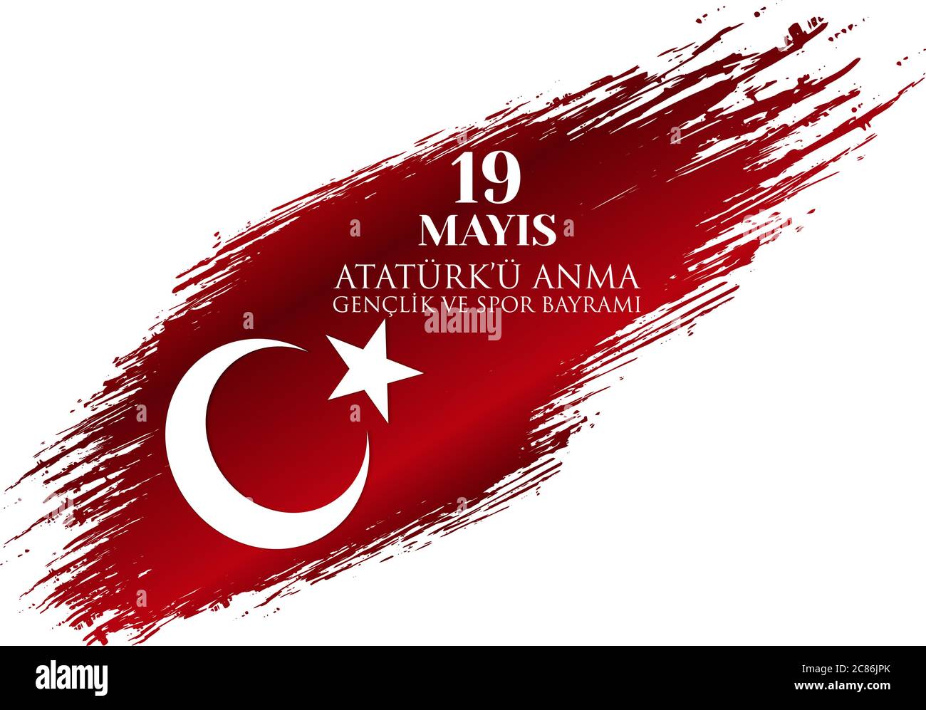 Happy 19 May Commemoration of Atatürk, Youth and Sports Day. Vector illustration, postcard, banner wallpaper design. Stock Vector