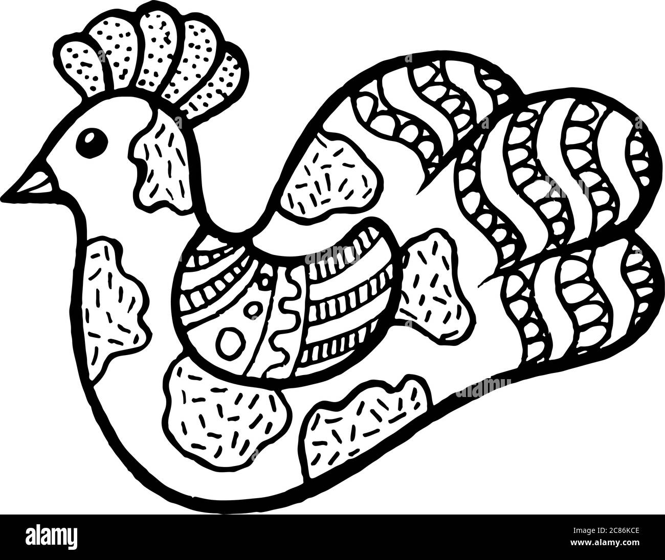 Sitting Cartoon Bird Coloring Page Hand Drawn Doodle Zentangle Vector Illustration For Kids And Adult Coloring Book Stock Vector Image Art Alamy