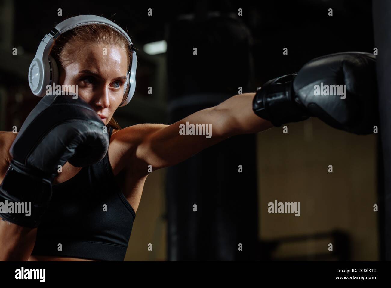 Female Boxing Knockout Punch High Resolution Stock Photography and