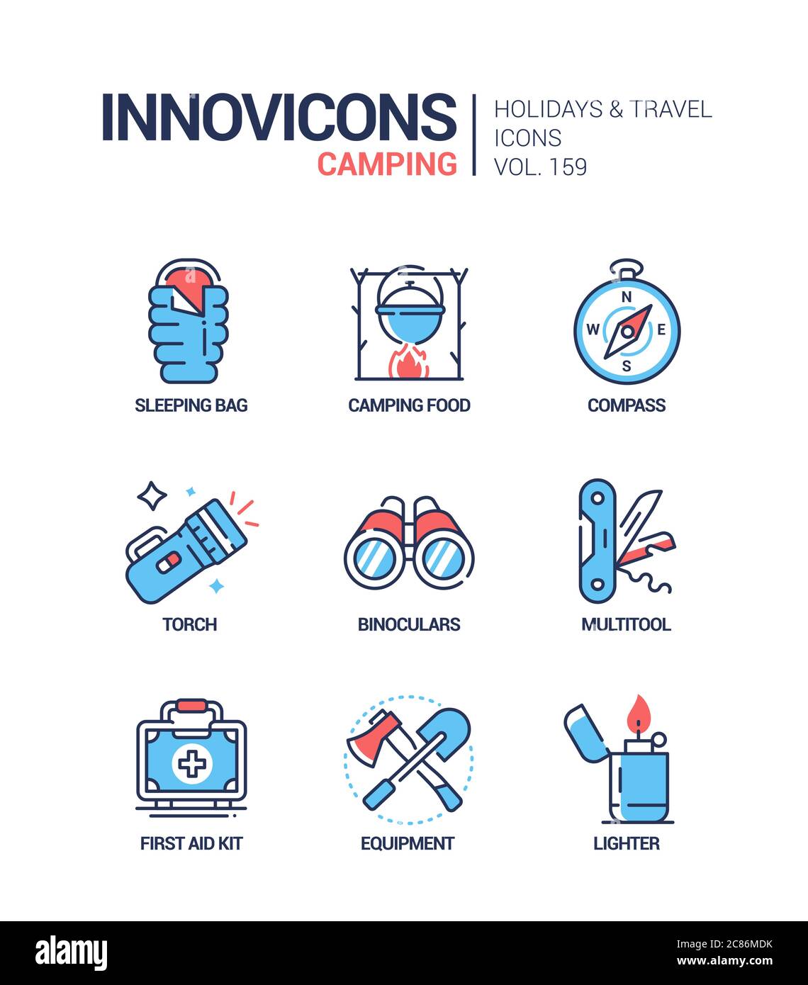 Camping - modern line design style icons set Stock Vector