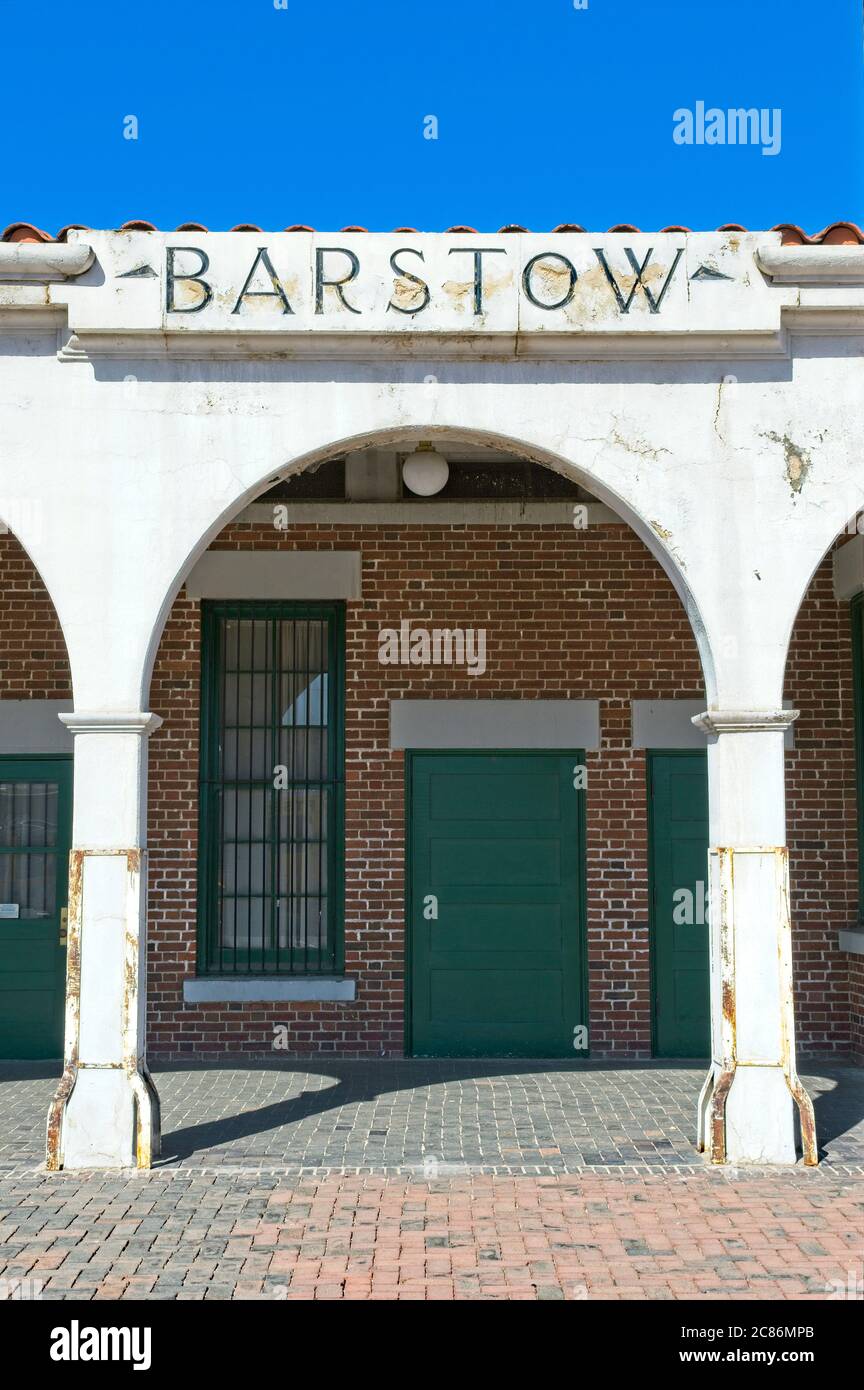 The old historical Barstow California Amtrak train station, Barstow California Stock Photo