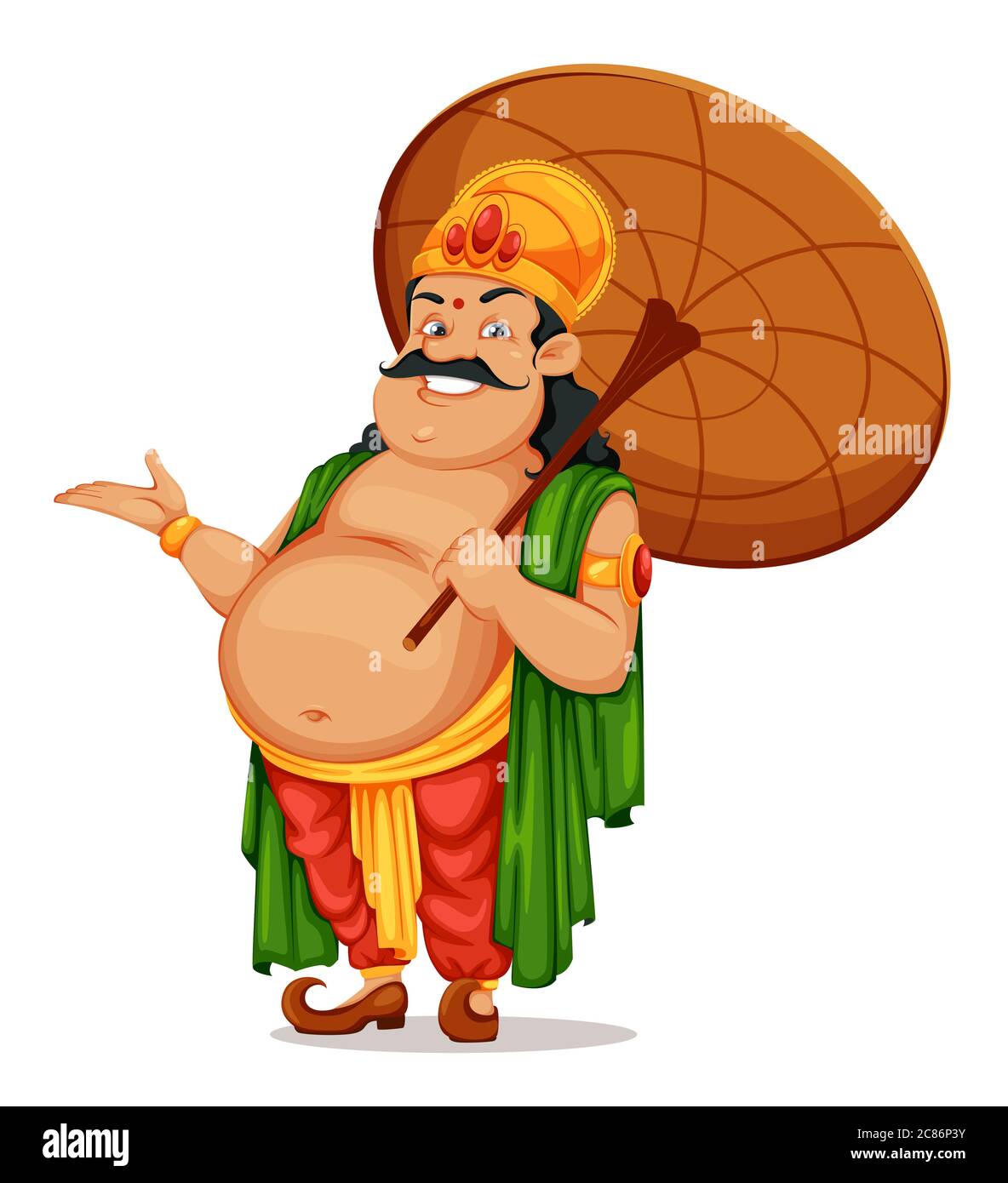 Happy Onam festival in Kerala. Onam celebration, traditional Indian  holiday. King Mahabali with umbrella. Vector illustration isolated on white  Stock Vector Image & Art - Alamy