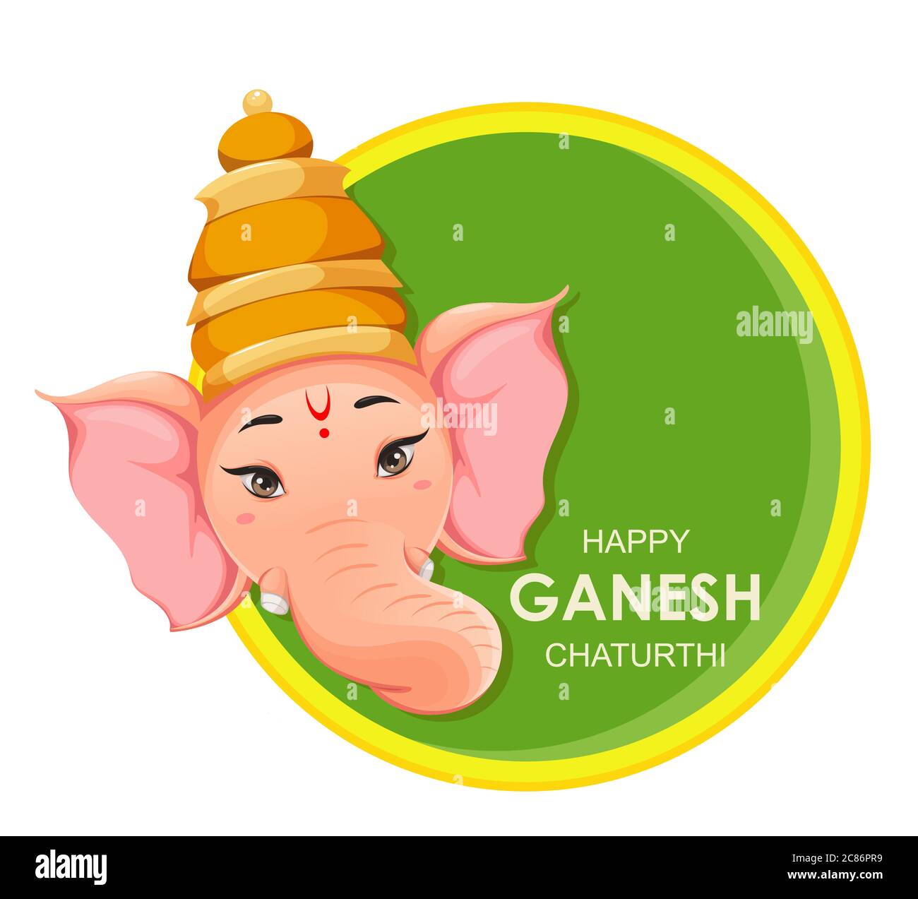 Greeting card with Head of Lord Ganesha. Ganpati idol in traditional ...