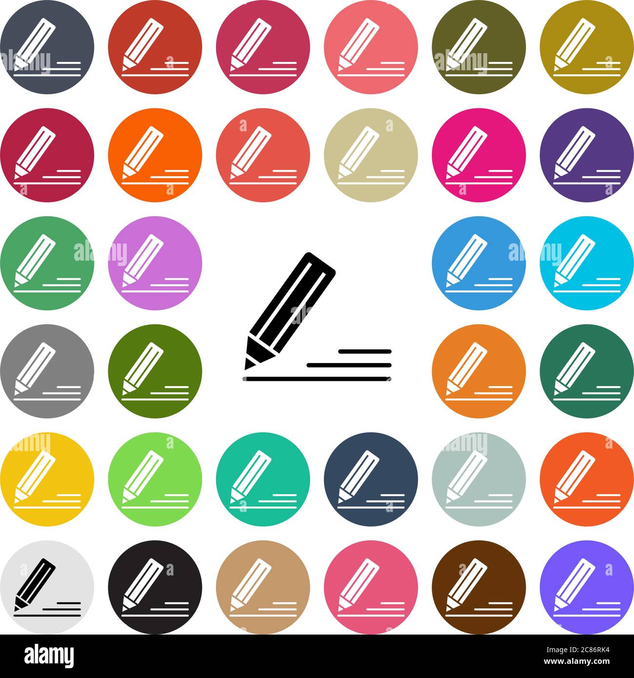 Vector modern Edit flat design icon set in button. Stock Vector