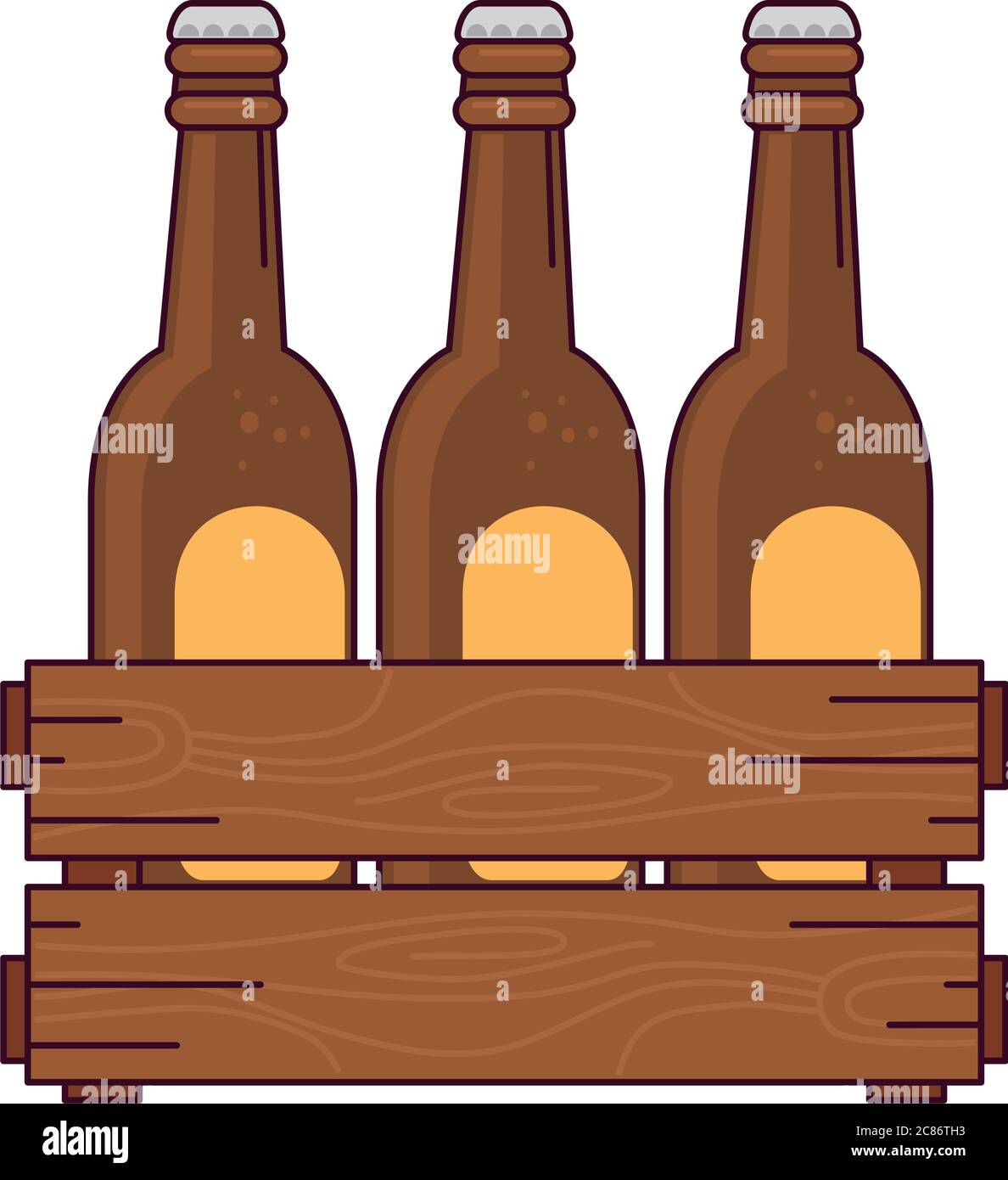 beers set in the wooden box, on white background Stock Vector Image ...