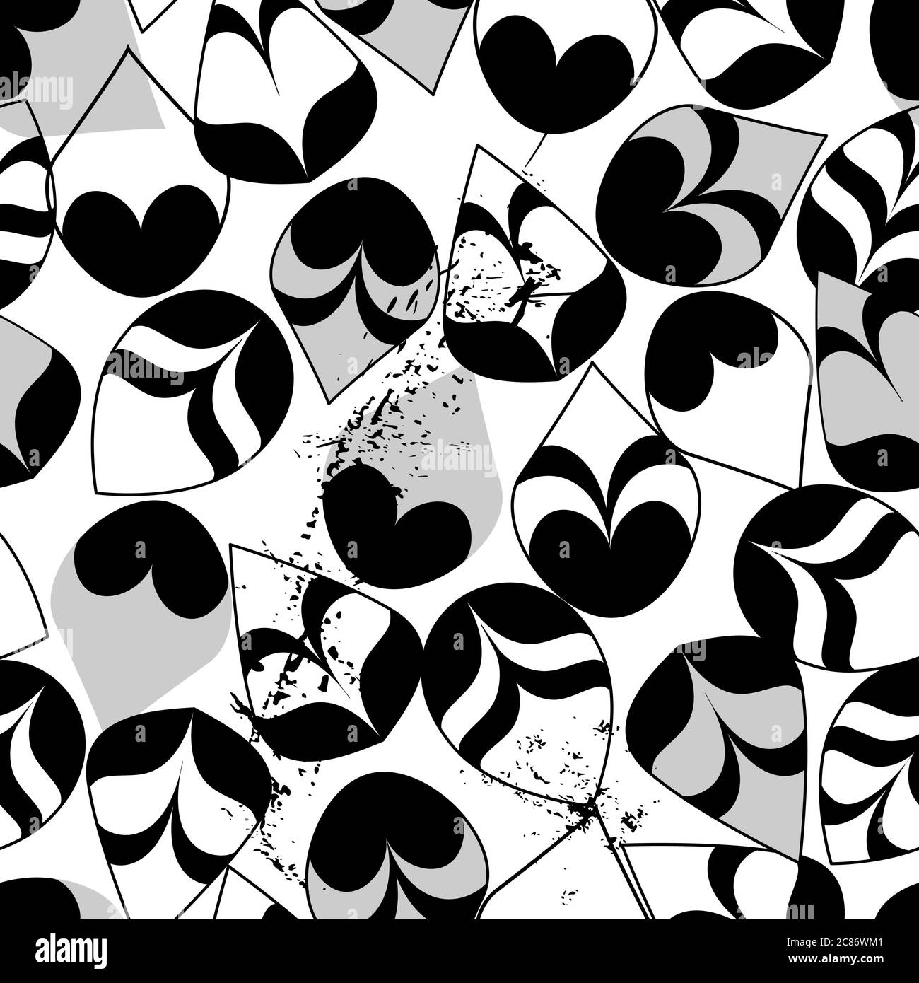 seamless pattern background, abstract shape, oval design, black and white, with strokes and splashes Stock Vector