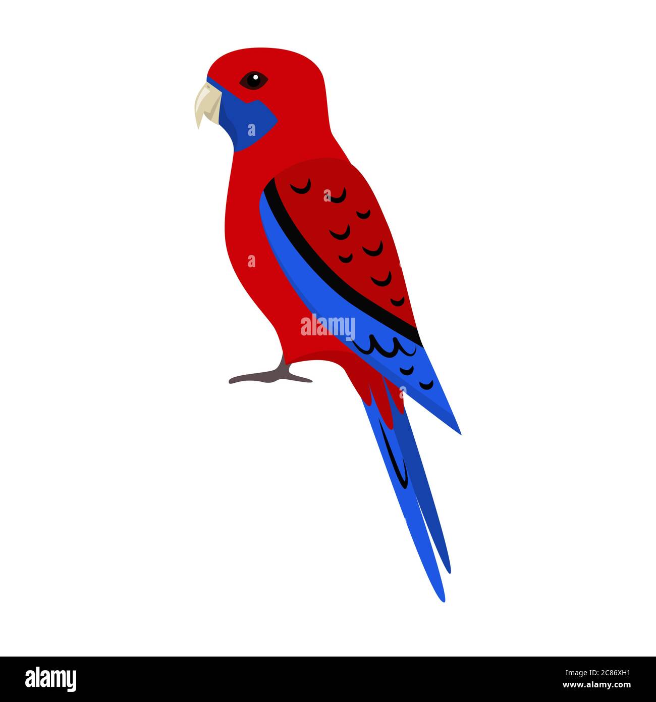 Crimson rosella parrot icon in flat style. Australian tropical bird symbol on white background Stock Vector