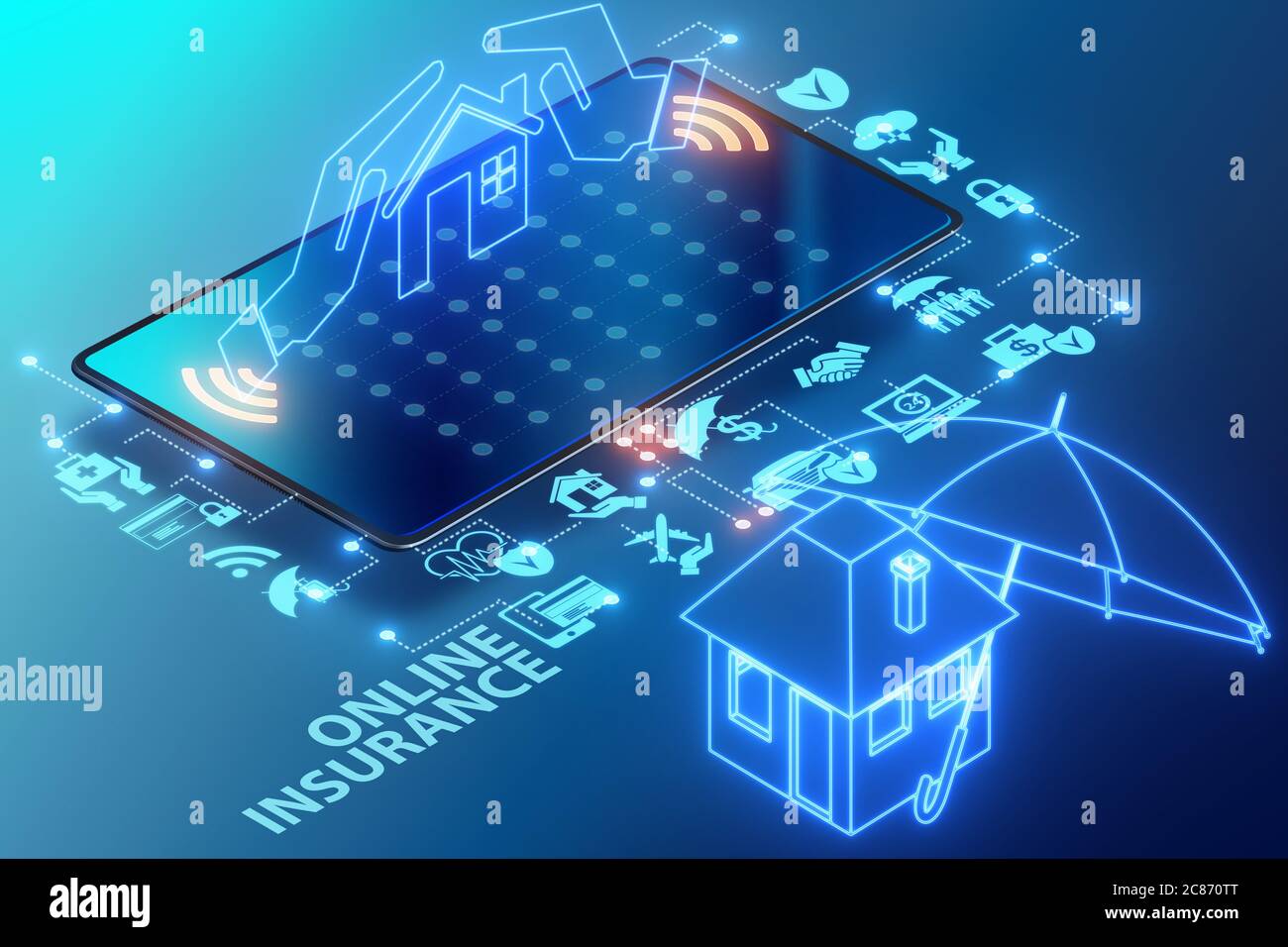Property Insurance In3d Concept of buying insurance - 3d rendering Stock Photo - Alamy