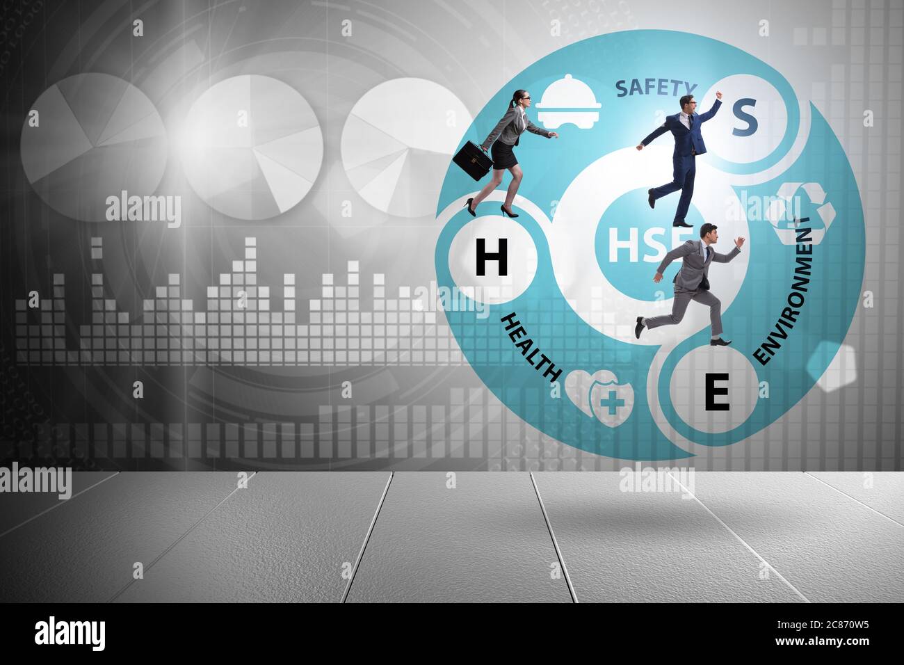 HSE concept for health safety environment with the businessman Stock ...
