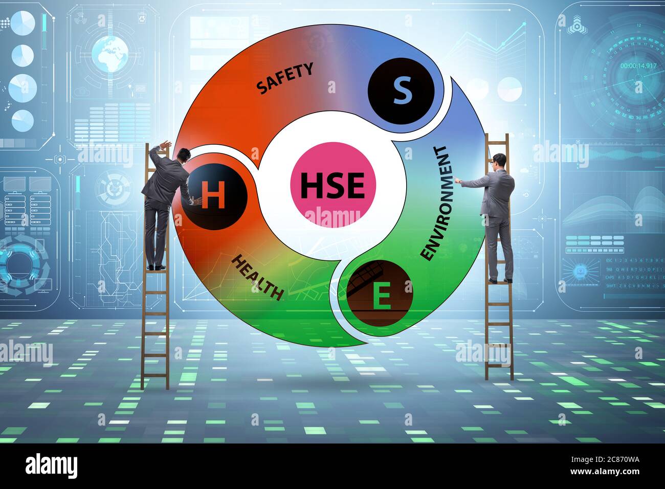 HSE concept for health safety environment with the businessman Stock ...