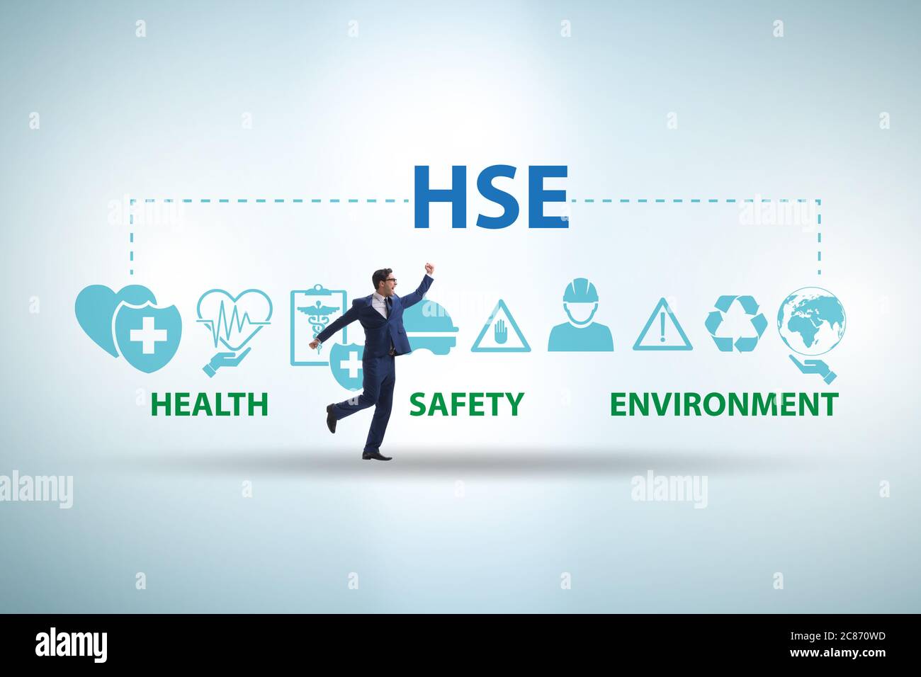 HSE concept for health safety environment with the businessman Stock ...